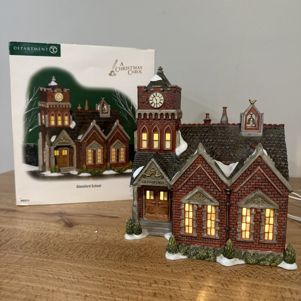 Department 56 Dickens Village Glensford School  805514 Christmas Lighted VTG